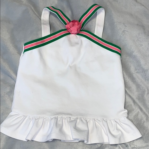 Janie and Jack White Tank halter Top with Pink and Green Straps peplum size 7 - Picture 1 of 5